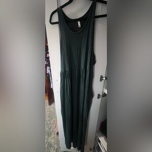 Dark Green Sleeveless Tiered Maxi Dress